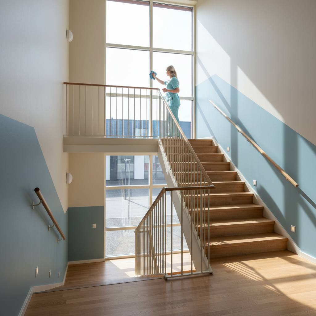 Porrassiivous iisalmi - Portaikon ikkunoiden pesu menossa